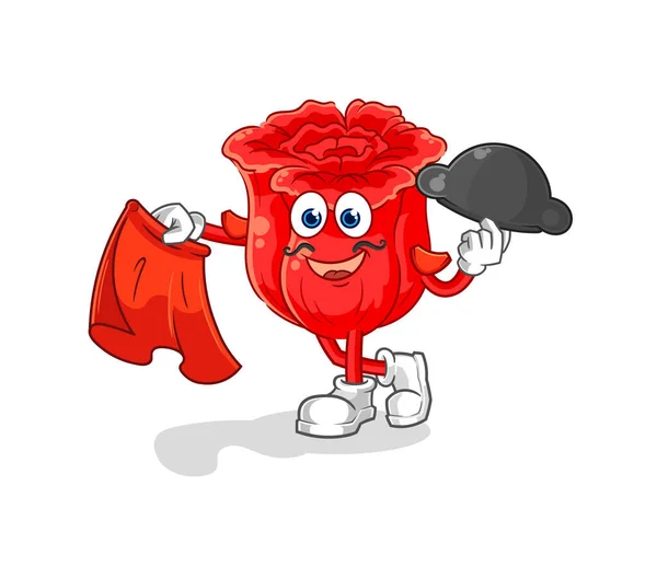 Rose Matador Red Cloth Illustration Character Vecto — Stock Vector