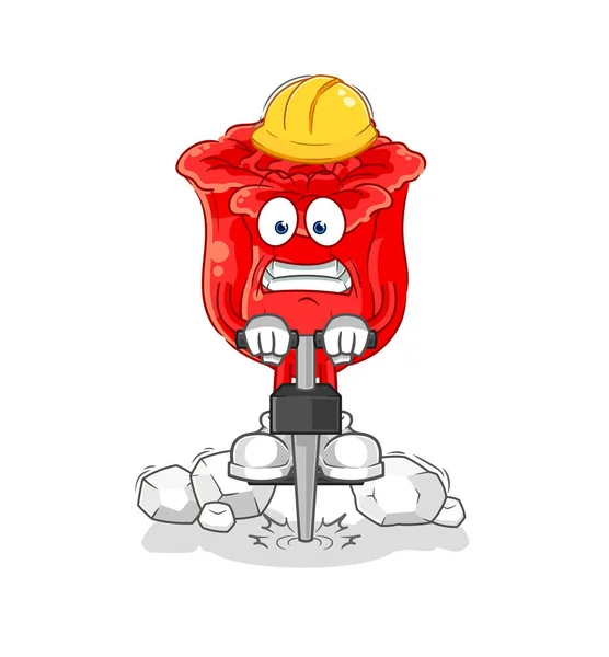 Rose Drill Ground Cartoon Character Vecto — Stock Vector