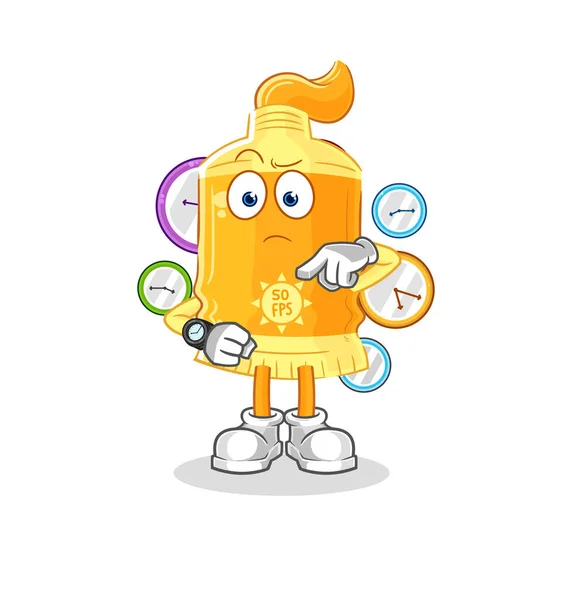 Sunscreen Wristwatch Cartoon Cartoon Mascot Vecto — Stock Vector