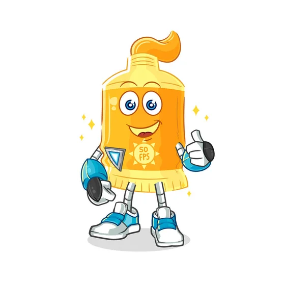 Sunscreen Robot Character Cartoon Mascot Vecto — Stock Vector