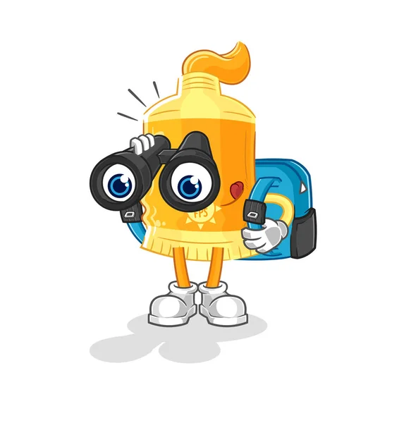 Sunscreen Binoculars Character Cartoon Mascot Vecto — Stock Vector