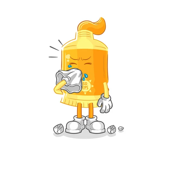 Sunscreen Blowing Nose Character Cartoon Mascot Vecto — Stock Vector