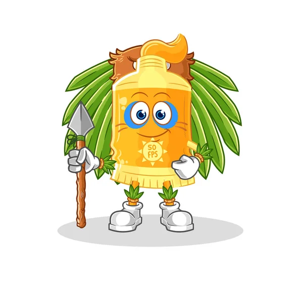 Sunscreen Tribal Man Mascot Cartoon Vecto — Archivo Imágenes Vectoriales