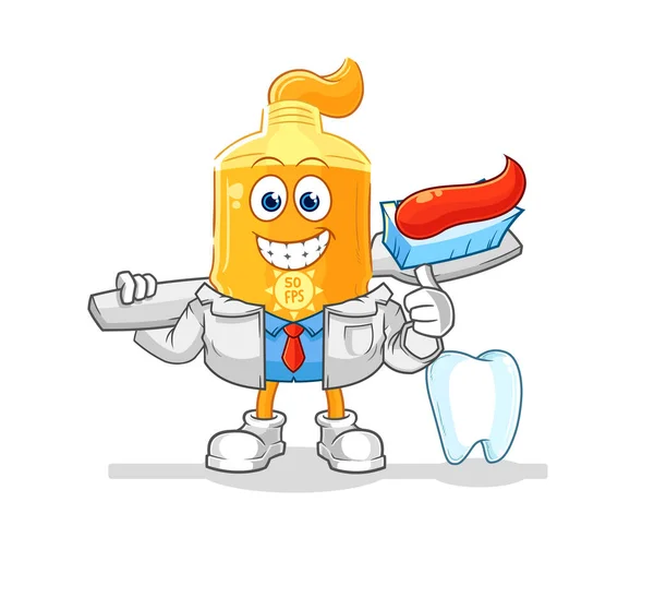 Ilustración Del Dentista Protector Solar Carácter Vecto — Vector de stock