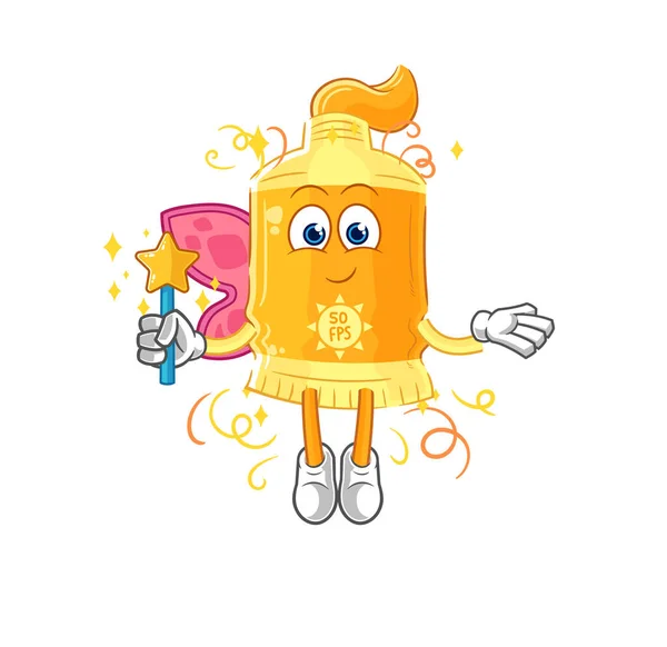 Sunscreen Fairy Wings Stick Cartoon Mascot Vecto — Stok Vektör