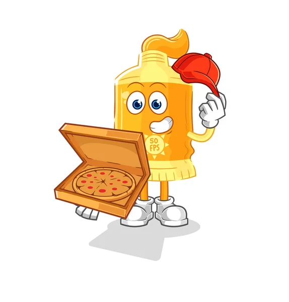 Sunscreen Pizza Delivery Boy Vector Cartoon Characte — Stock Vector