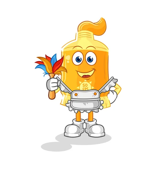 Sunscreen Maid Mascot Cartoon Vecto — Stock Vector