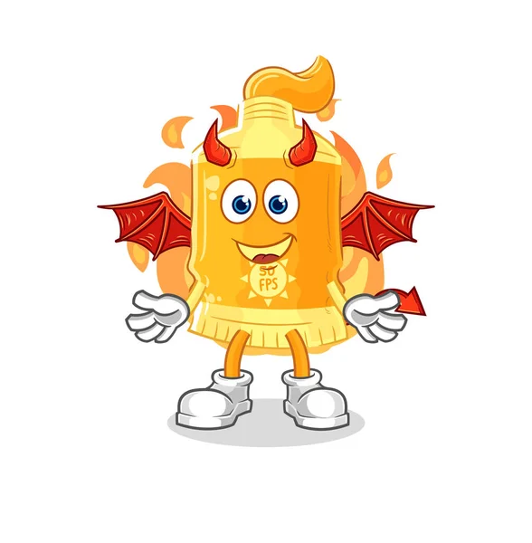 Sunscreen Demon Wings Character Cartoon Mascot Vecto — Stock Vector