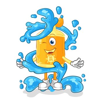 the sunscreen fresh with water mascot. cartoon vecto