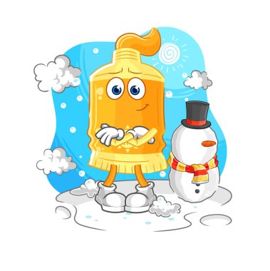 the sunscreen in cold winter character. cartoon mascot vecto
