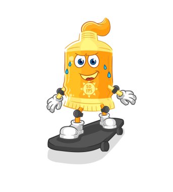 the sunscreen riding skateboard cartoon character vecto