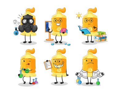 the sunscreen scientist group character. cartoon mascot vecto