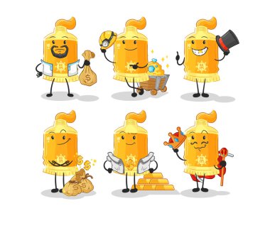 the sunscreen rich group character. cartoon mascot vecto