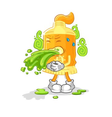 the sunscreen throw up cartoon. cartoon mascot vecto