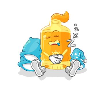 the sunscreen sleeping character. cartoon mascot vecto
