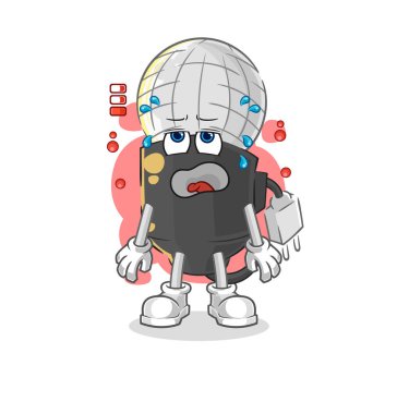 the mic low battery mascot. cartoon vecto