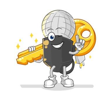the mic carry the key mascot. cartoon vecto