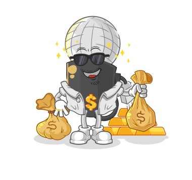 the mic rich character. cartoon mascot vecto