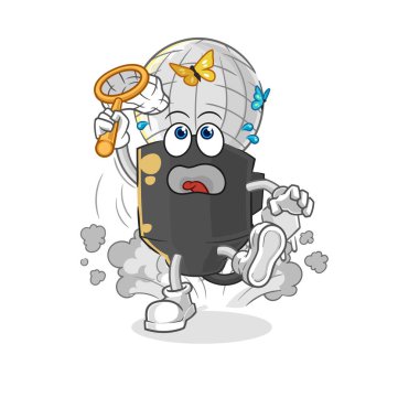 the mic catch butterfly illustration. character vecto