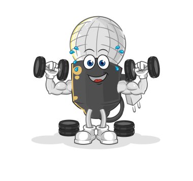 the mic weight training illustration. character vecto