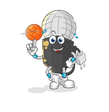 the mic playing basket ball mascot. cartoon vecto