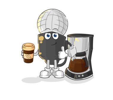 the mic drinking coffee illustration. character vecto