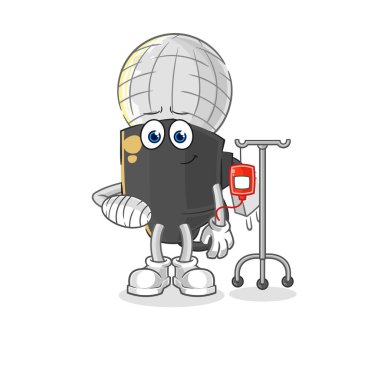 the mic sick in IV illustration. character vecto