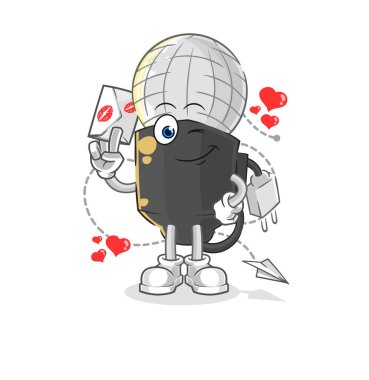 the mic hold love letter illustration. character vecto