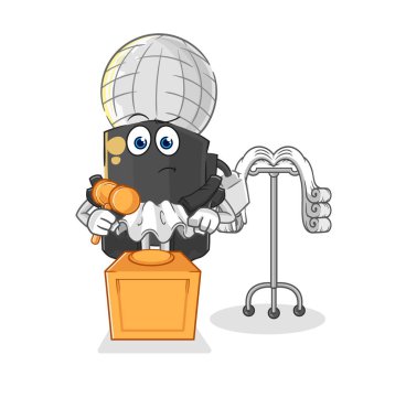 the mic judge holds gavel. character vecto