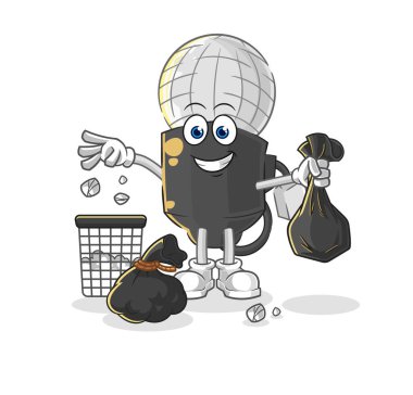 the mic Throw garbage mascot. cartoon vecto