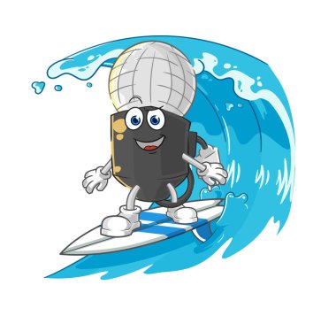 the mic surfing character. cartoon mascot vecto