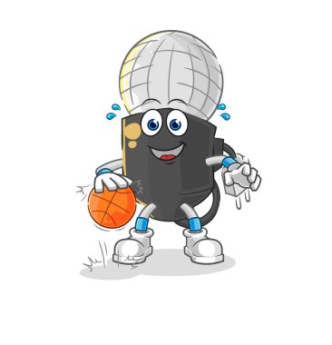the mic dribble basketball character. cartoon mascot vecto