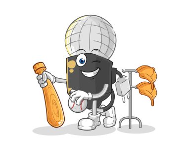 the mic playing baseball mascot. cartoon vecto