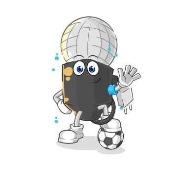 the mic playing soccer illustration. character vecto
