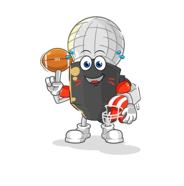 the mic playing rugby character. cartoon mascot vecto