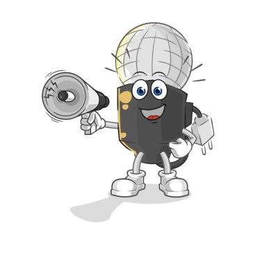 the mic holding hand loudspeakers vector. cartoon characte