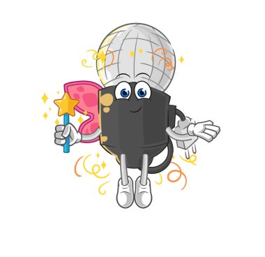 the mic fairy with wings and stick. cartoon mascot vecto