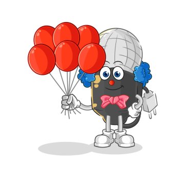 the mic clown with balloons vector. cartoon characte