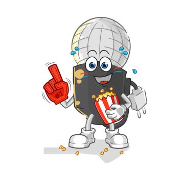 the mic fan with popcorn illustration. character vecto