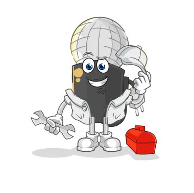 the mic mechanic cartoon. cartoon mascot vecto