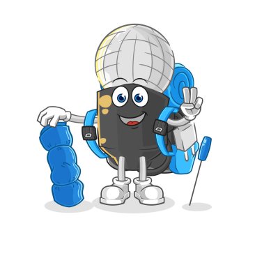 the mic go camping mascot. cartoon vecto