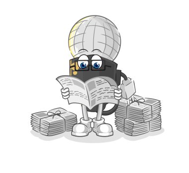 the mic read newspaper cartoon. character vecto