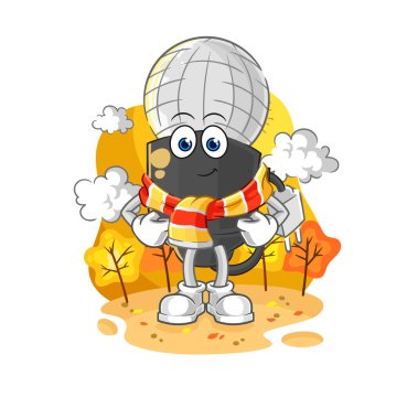 the mic in the autumn. cartoon mascot vecto