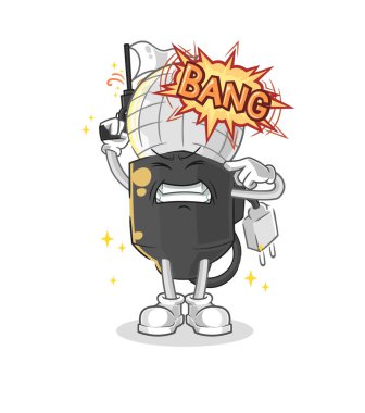 the mic warning shot mascot. cartoon vecto