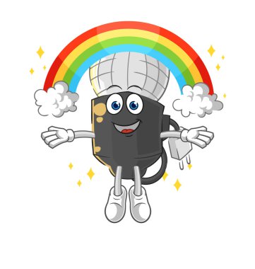 the mic with a rainbow. cartoon vecto