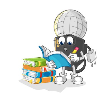 the mic studying mascot. cartoon vecto