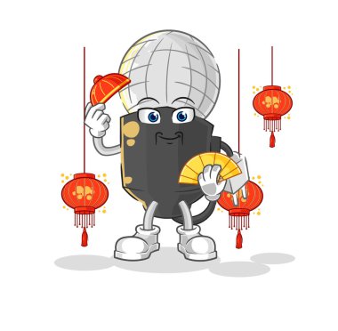 the mic Chinese with lanterns illustration. character vecto