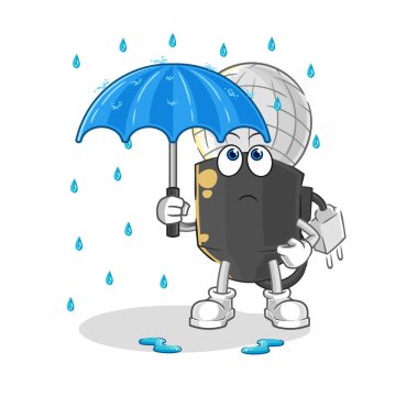 the mic holding an umbrella illustration. character vecto
