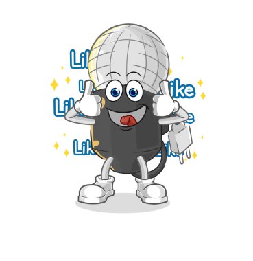 the mic give lots of likes. cartoon vecto