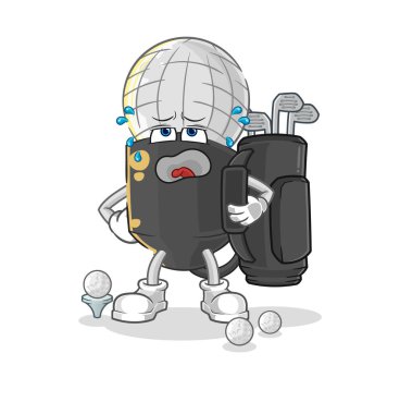 the mic with golf equipment. cartoon mascot vecto